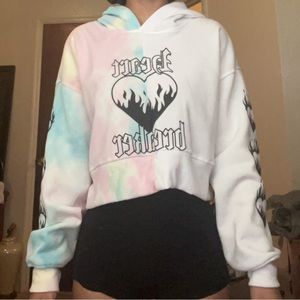 Heart breaker printed half pattern Hoodie